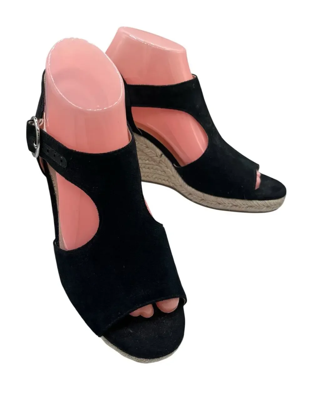 LifeStride Tersa Wedge Espadrilles 7.5M Faux Suede Buckle Velocity Memory Foam
